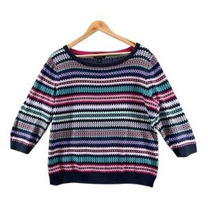 Lands' End Fair Isle cotton Sweater 3/4 sleeves